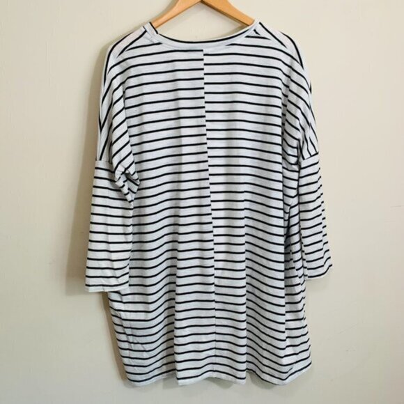 Umgee Women's Size Small Drop Shoulder Dolman Sleeve Striped Hi Low Tunic Top - Picture 8 of 8